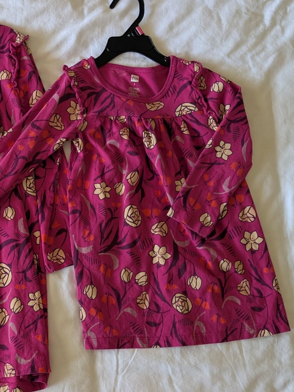 Tea Collection Girls Magenta with floral pattern dress size 3